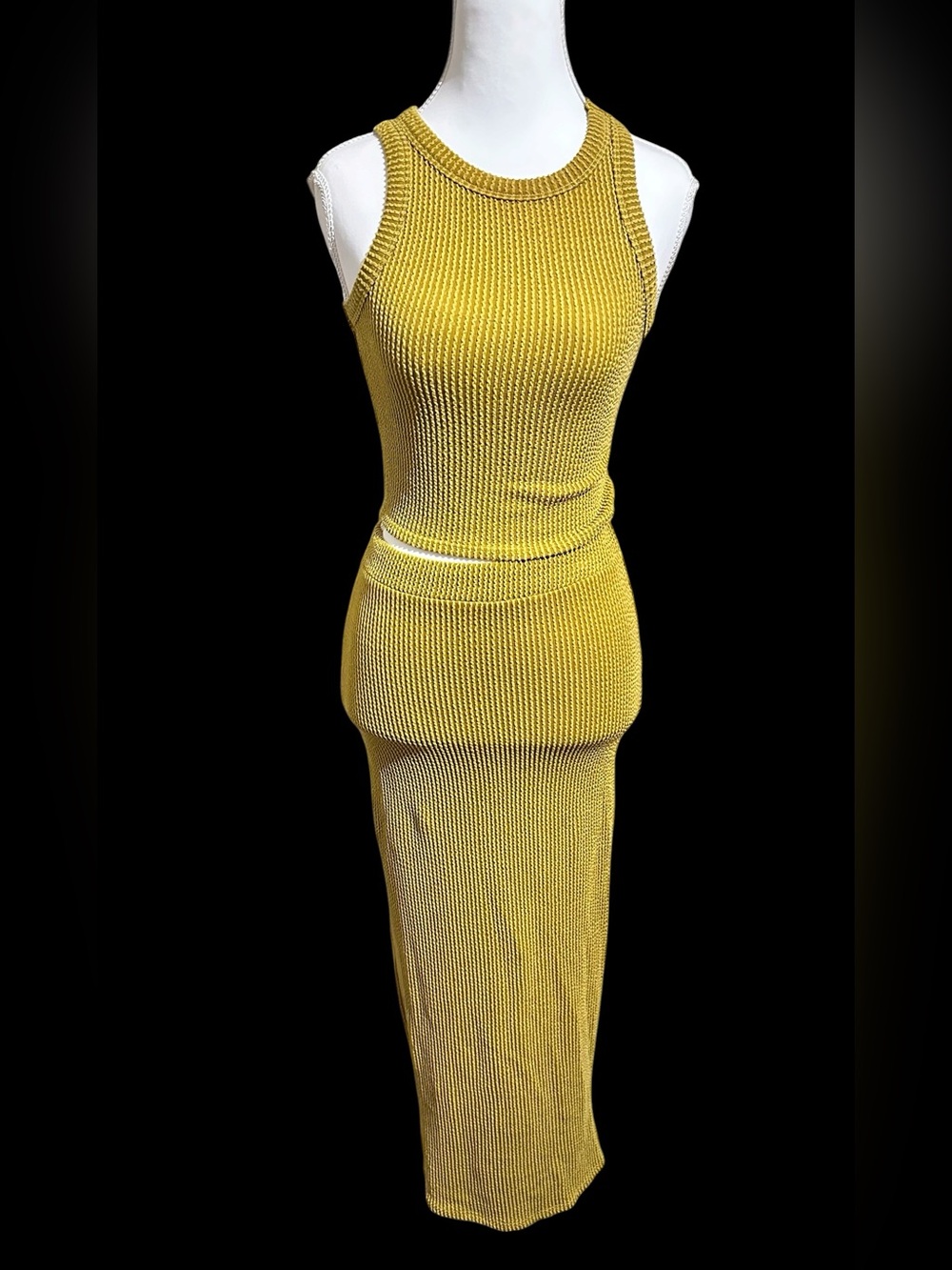 Sleeveless Knit Maxi Dress in Mustard Yellow